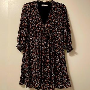 Zara size XS black and floral dress